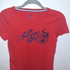 Girls Minnie Mouse Red "American Girl" T-Shirt